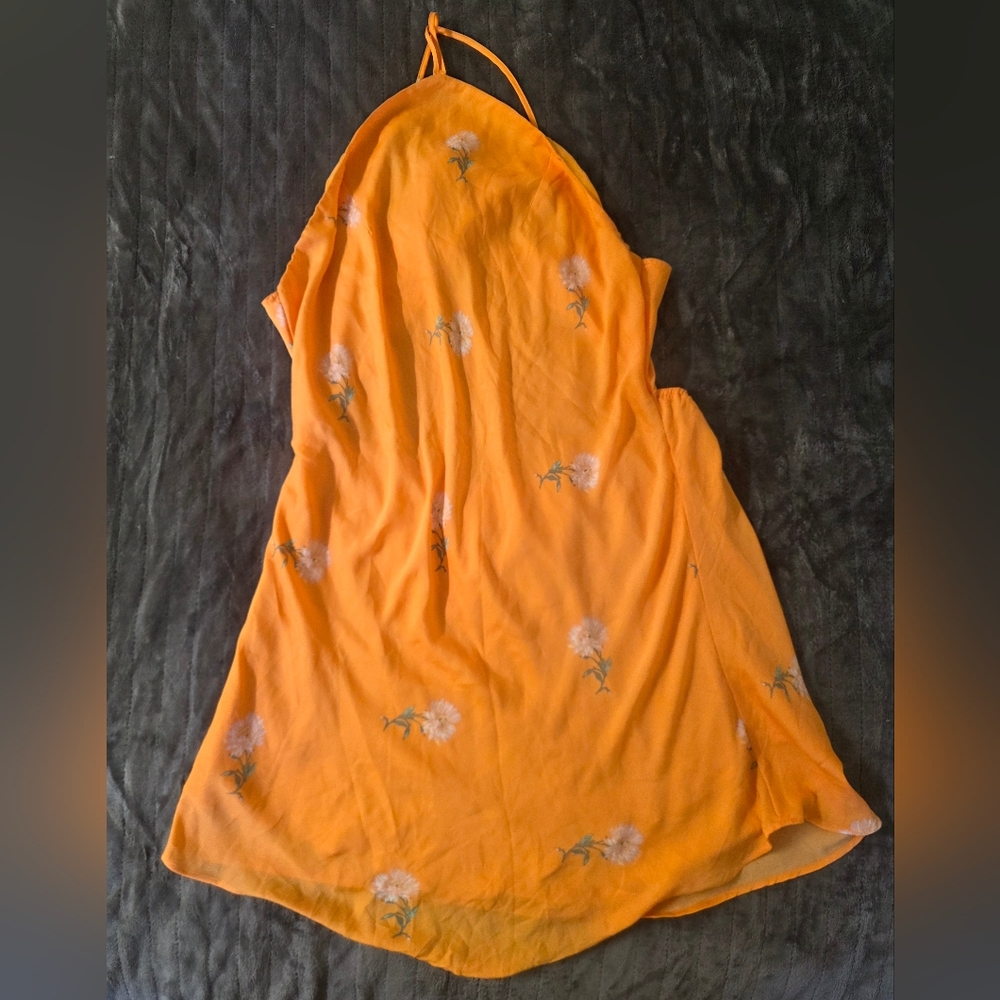 American Eagle Outfitters Vibrant Orange Halter Slip Dress XXL